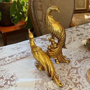 Elegant Gold Peacock Figurines